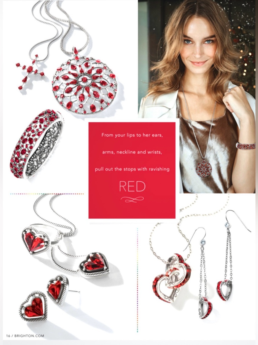 🌹♥️SET! SUPER RARE BRIGHTON ‘One Love’ RED SWAROVSKI CRYSTAL SLVR VTG+! - Picture 9 of 17